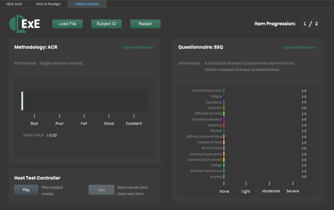 Presentation view of method and questionnaire container